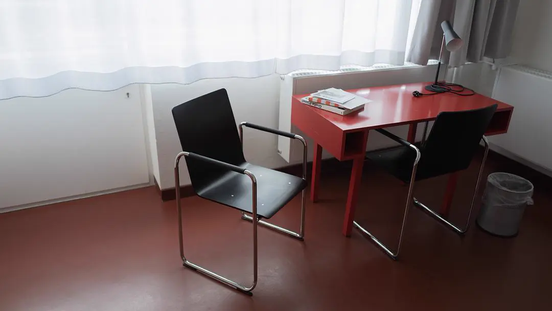 Chairs, bright red table